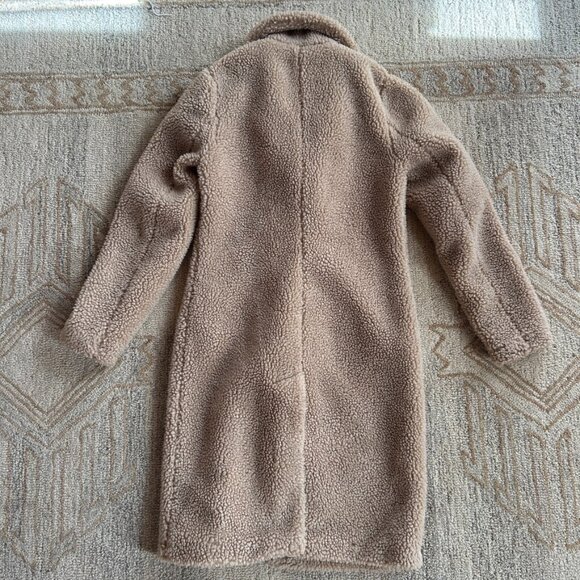 Sherpa Teddy Coat Cozy Neutral Faux Shearling Winter Quiet Luxury Abercrombie XS - Picture 8 of 12